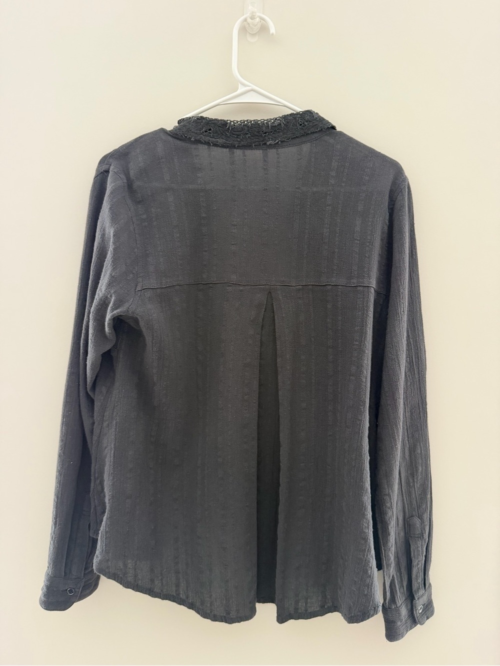 Free People Black Lace Detail Button-Up Top Women’s Small - Picture 5 of 11
